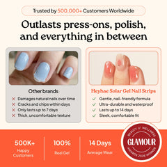 heyhae side view showing strip curvature on nail benefit: smooth conforming fit