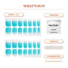 heyhae prep pad, nail file and wooden stick displayed, emphasizes complete kit