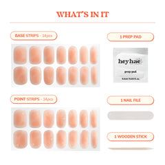 heyhae laid out prep pad file and wooden stick showing easy at-home application