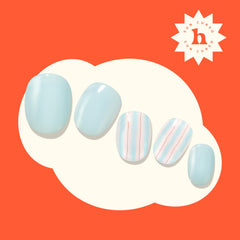 heyhae model hand wearing finished nails showing true-to-scale fit benefit
