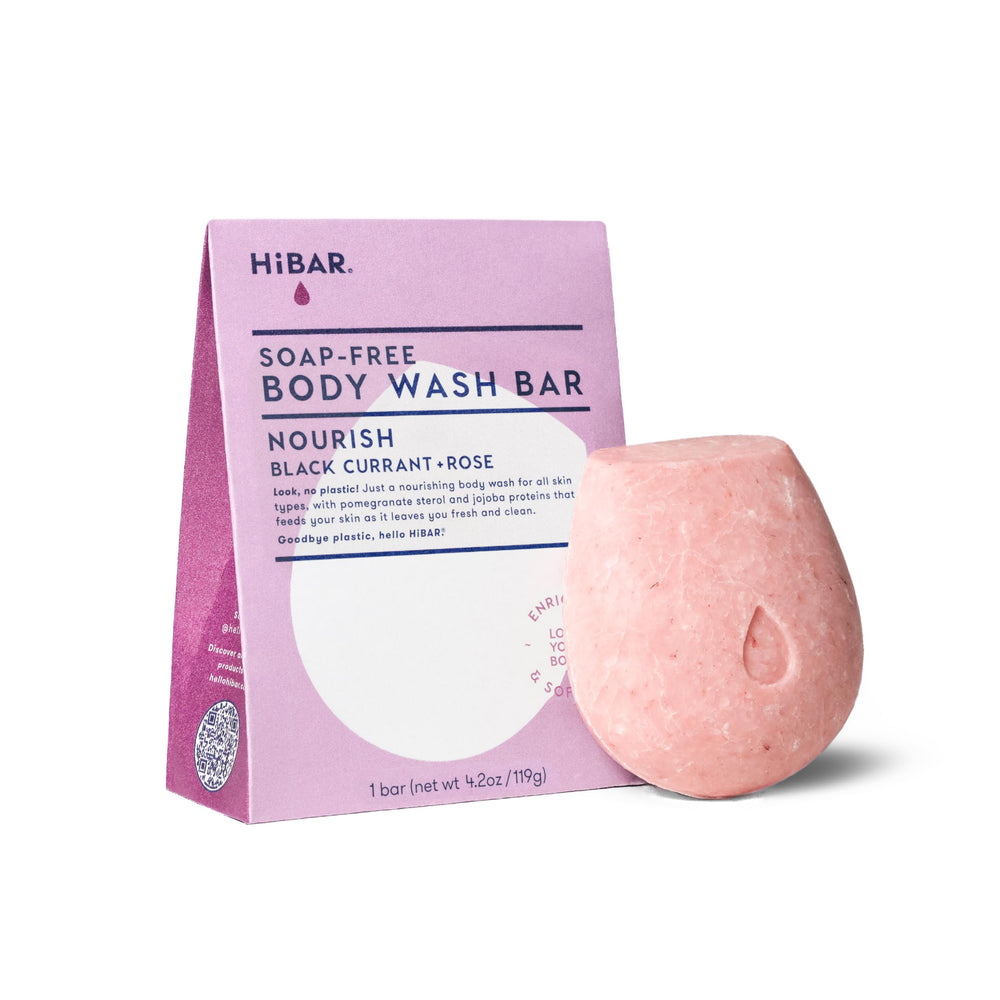 HIBAR front packaging showing black currant and rose scent and eco benefits