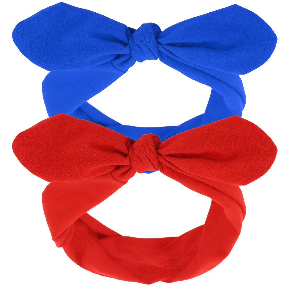 Hicarer front view of both red and blue headbands showcasing set