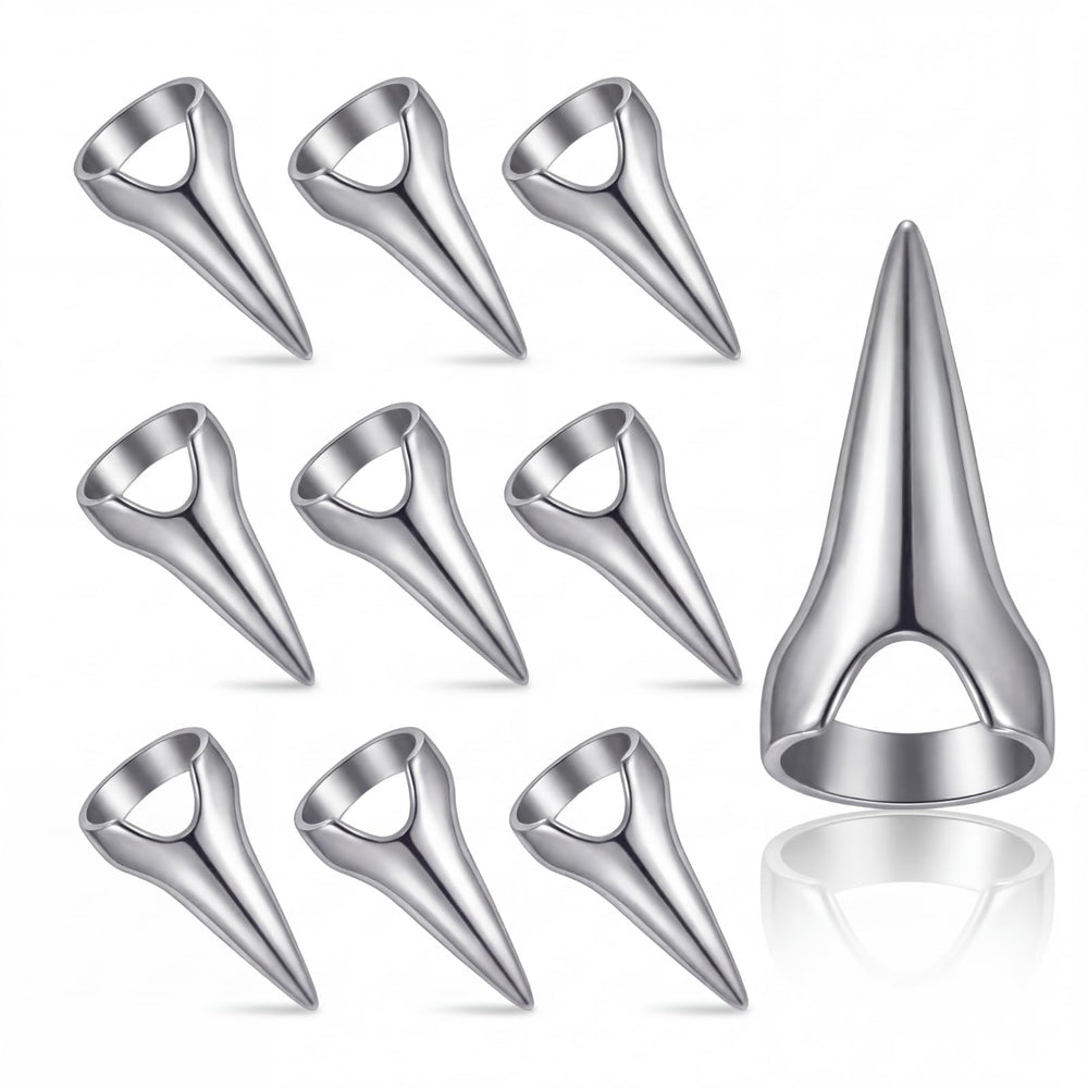 Hicarer front packaging showing ten silver talon rings and set benefit of complete coverage
