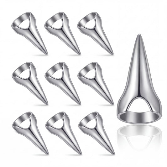 Hicarer front packaging showing ten silver talon rings and set benefit of complete coverage