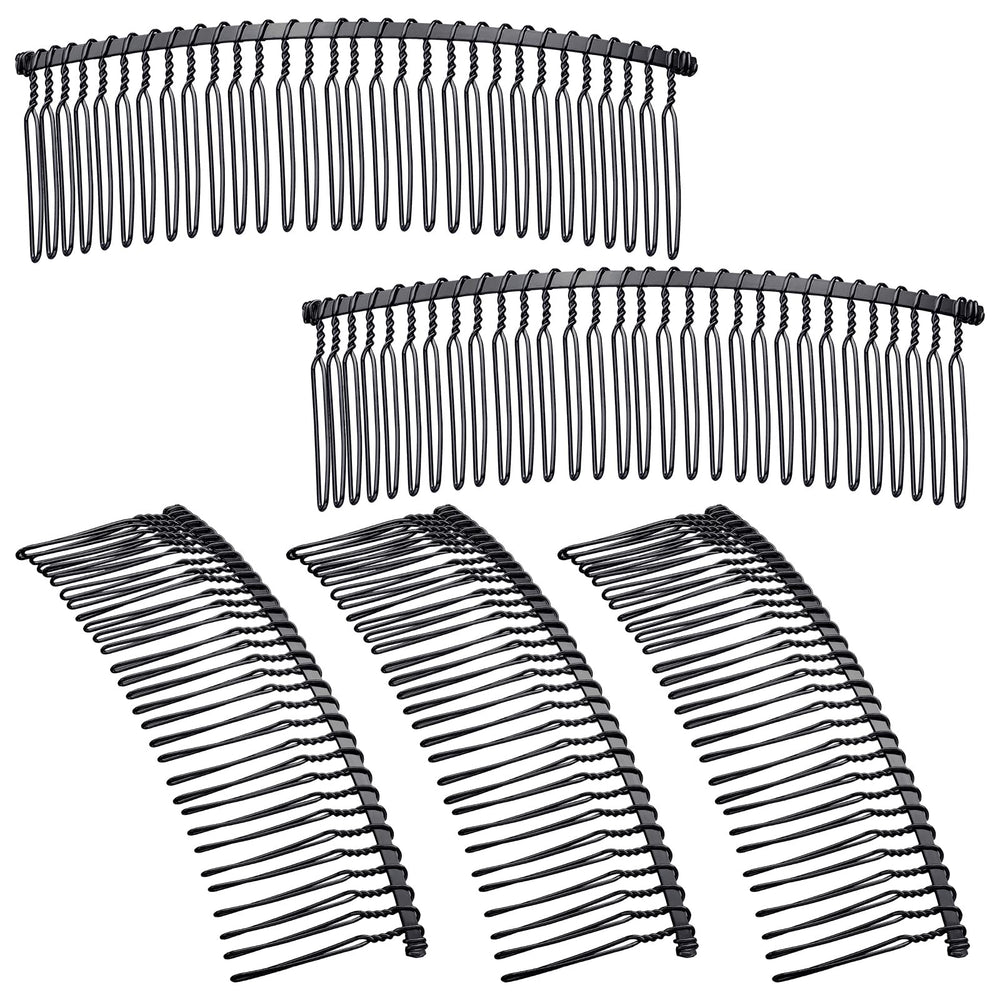 Hicarer front view black metal comb showing compact shape and secure hold