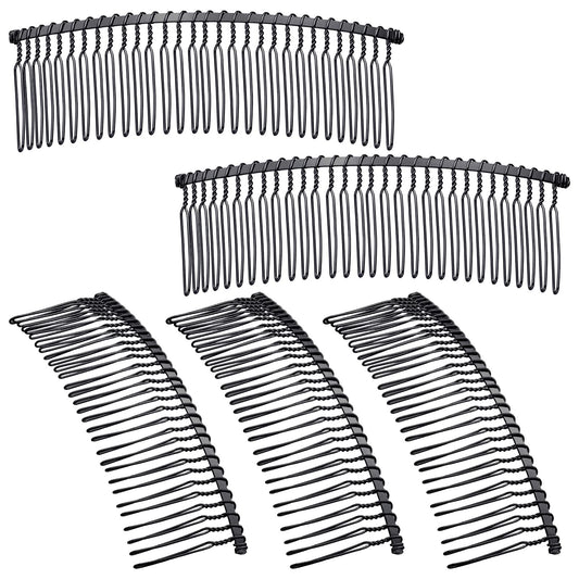Hicarer front view black metal comb showing compact shape and secure hold