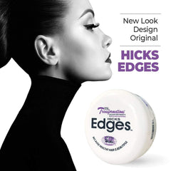 Hicks in-use brushing edges with fingertips to show precision styling benefit