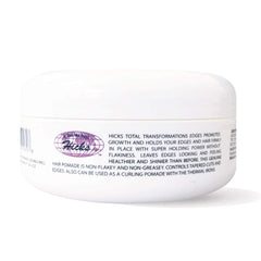Hicks gel texture close-up demonstrating smooth non-sticky shine for sleek edges