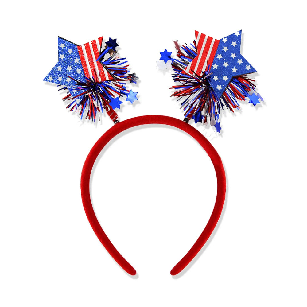 HIFANMM front view headband showing patriotic ribbon and stars for festive appeal