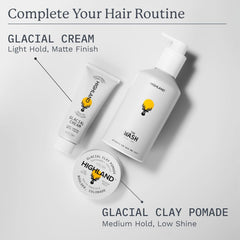 Highland bundle lifestyle bathroom setup conveying clean, spa-like routine
