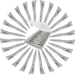 HiJeaton front packaging showing 24 metal duck-billed clips and storage box, durable convenience