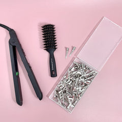 HiJeaton clip holding a section of long hair during salon styling, improving control