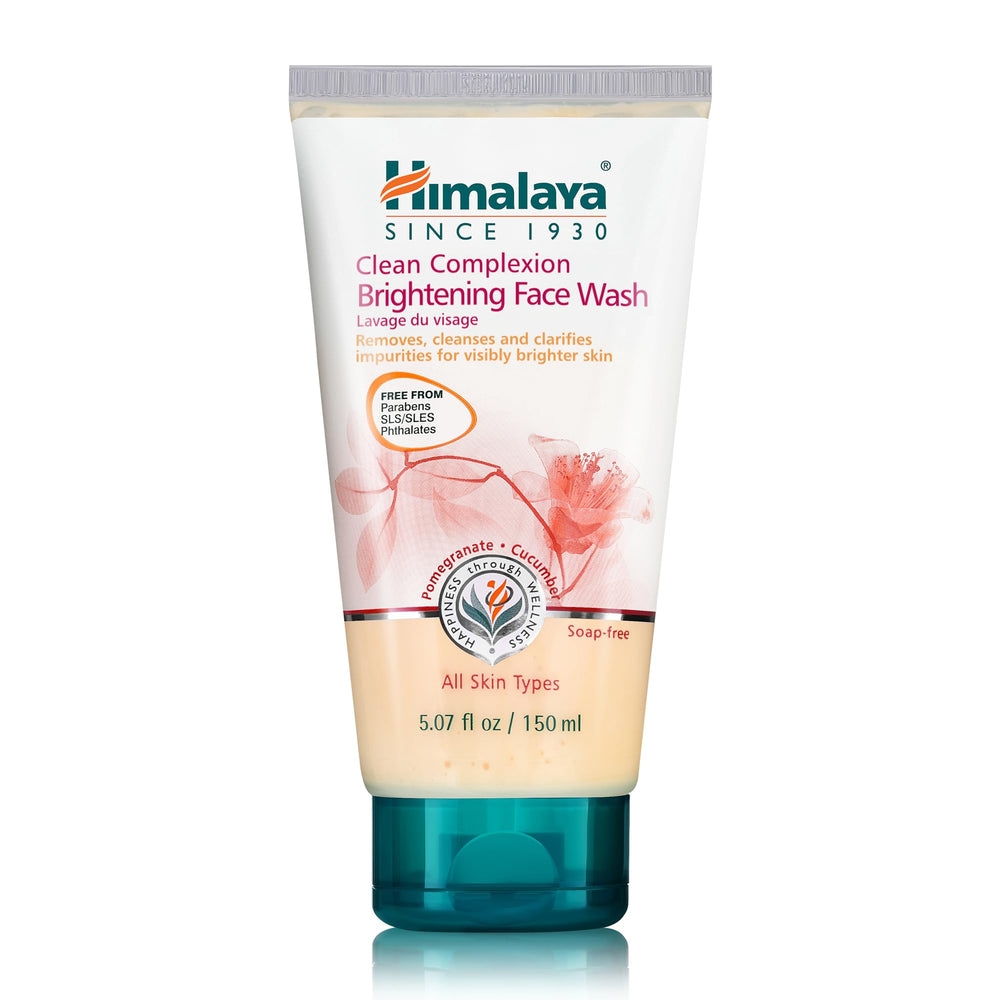 Himalaya front pack shot showing brightening face wash and clean design benefit