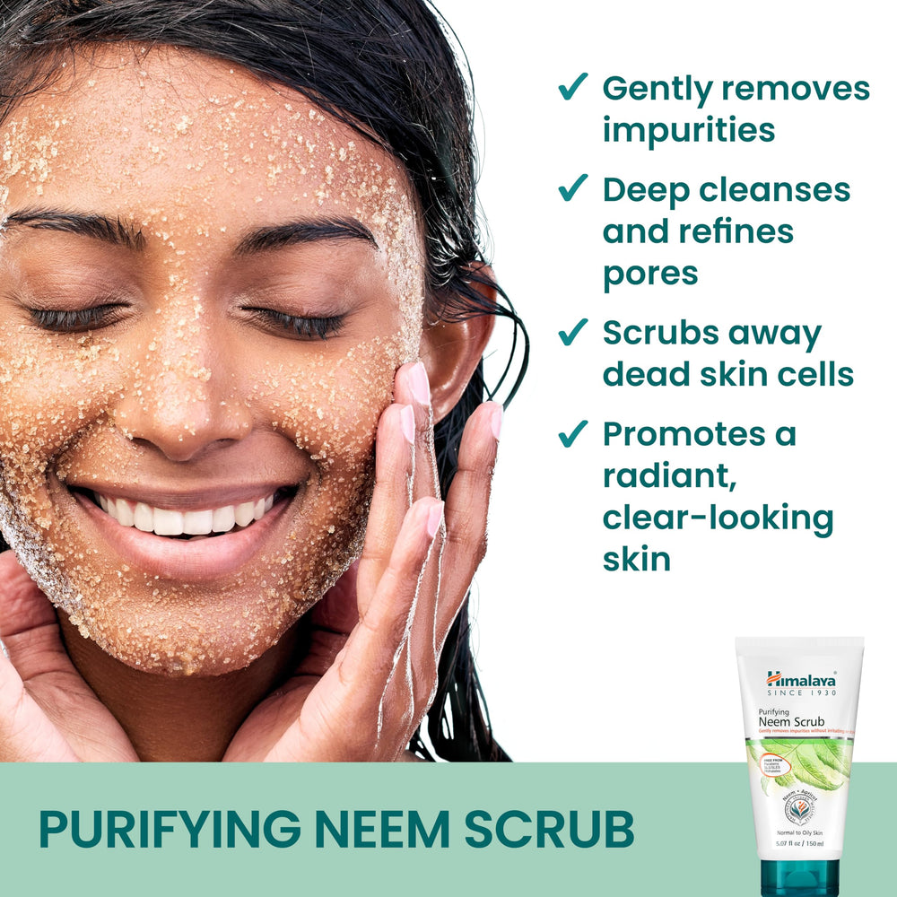 Himalaya open cap with scrub visible, conveys easy dispensing and creamy consistency