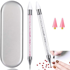 HiMo front view of two dual-ended pens showing acrylic handles and case for neat storage