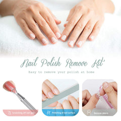 HiMo clips applied to hand during soak-off for hands-free removal
