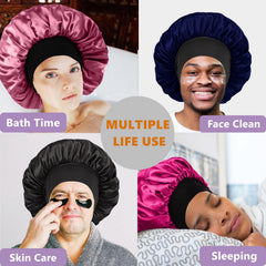 Himoswis bonnet on female model with braids protecting style overnight