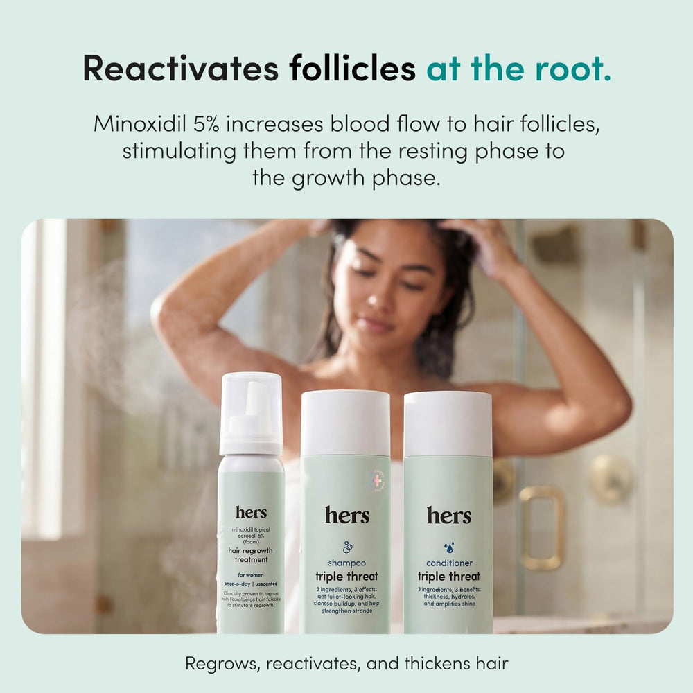 HERS conditioner texture close-up showing creamy formula for smoother hair