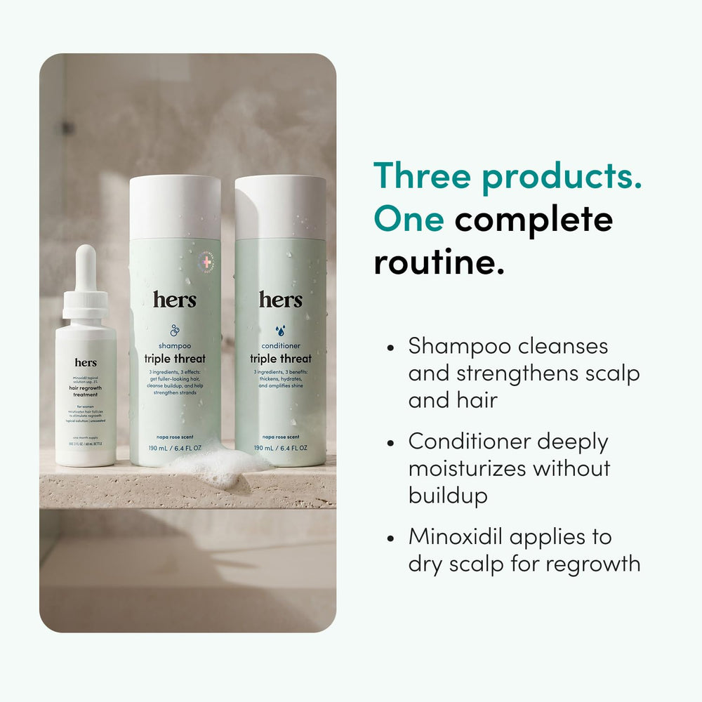 HIMS & HERS minoxidil dropper applying targeted solution to scalp