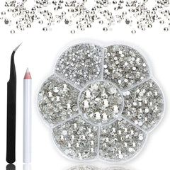 HINABTRU box contents showing 3150 rhinestones and tools for easy selection