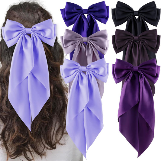 hisial front view of large satin bow clip shows elegant finish and instant polish