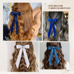 hisial bows used on double ponytails creating coordinated playful styling