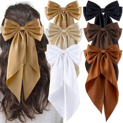 hisial front view of six large satin bows showing classic color options and styling impact