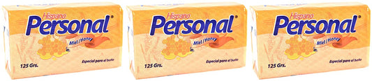 Hispano honey miel front packaging showing three 125g bars and clear label benefit