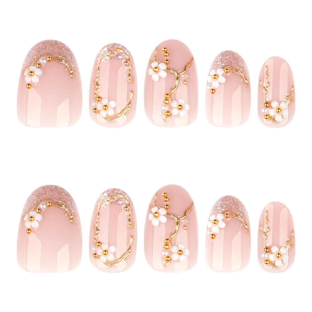 HIXENIFY nails on a hand for size comparison, demonstrating natural-looking fit