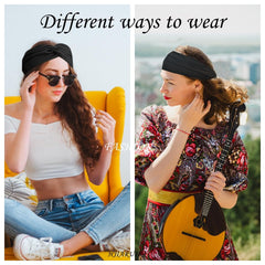 Hjiaruiky model wearing leopard headband illustrating casual boho pattern styling