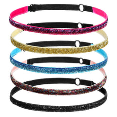 HJZHII front packaging showing five colorful glitter headbands and product variety
