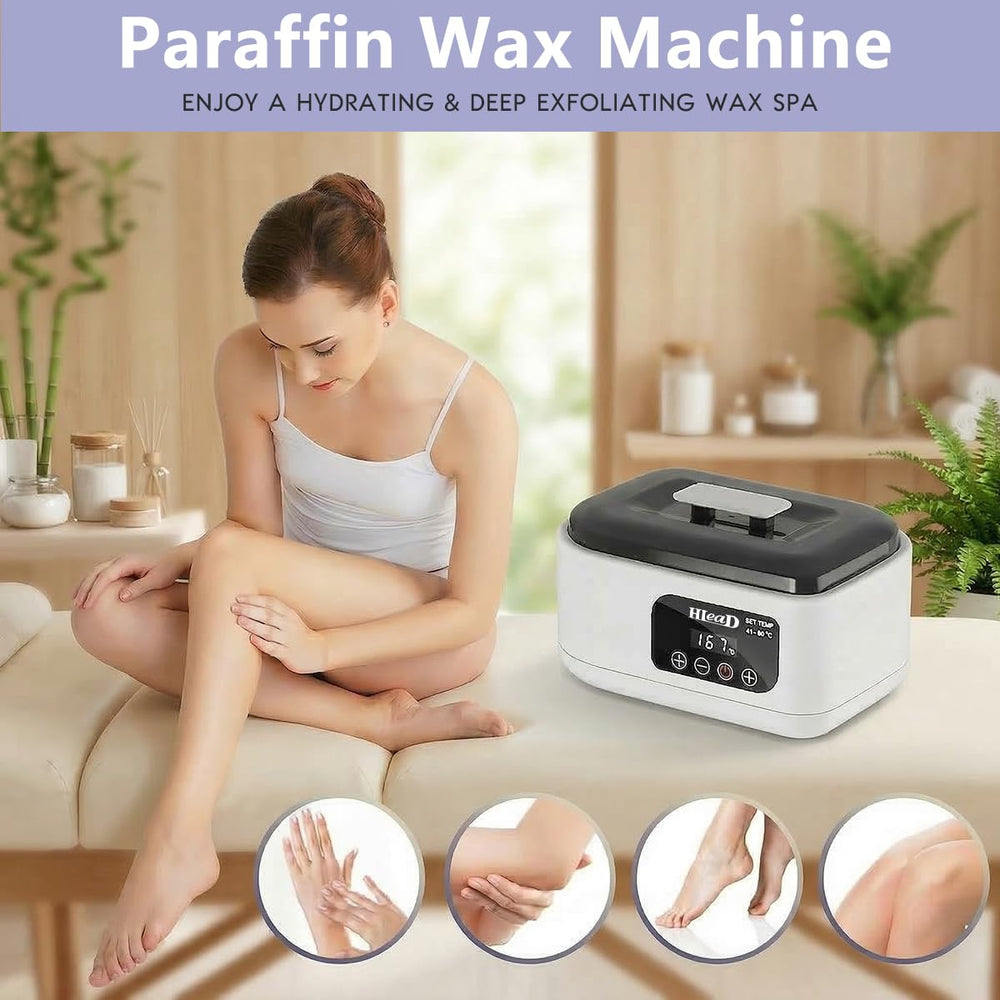 HLead lifestyle spa setting hands in wax illustrating softened skin benefit
