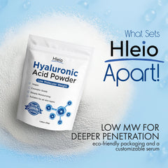Hleio serum bottle with label for DIY cosmetic-grade formulations