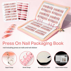 HLQHXWHZT book opened showing press-on nail sets for quick client viewing