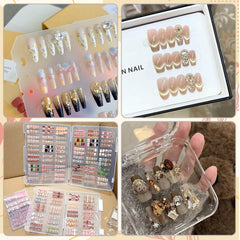HLQHXWHZT salon display of press-on sets showcasing professional retail presentation