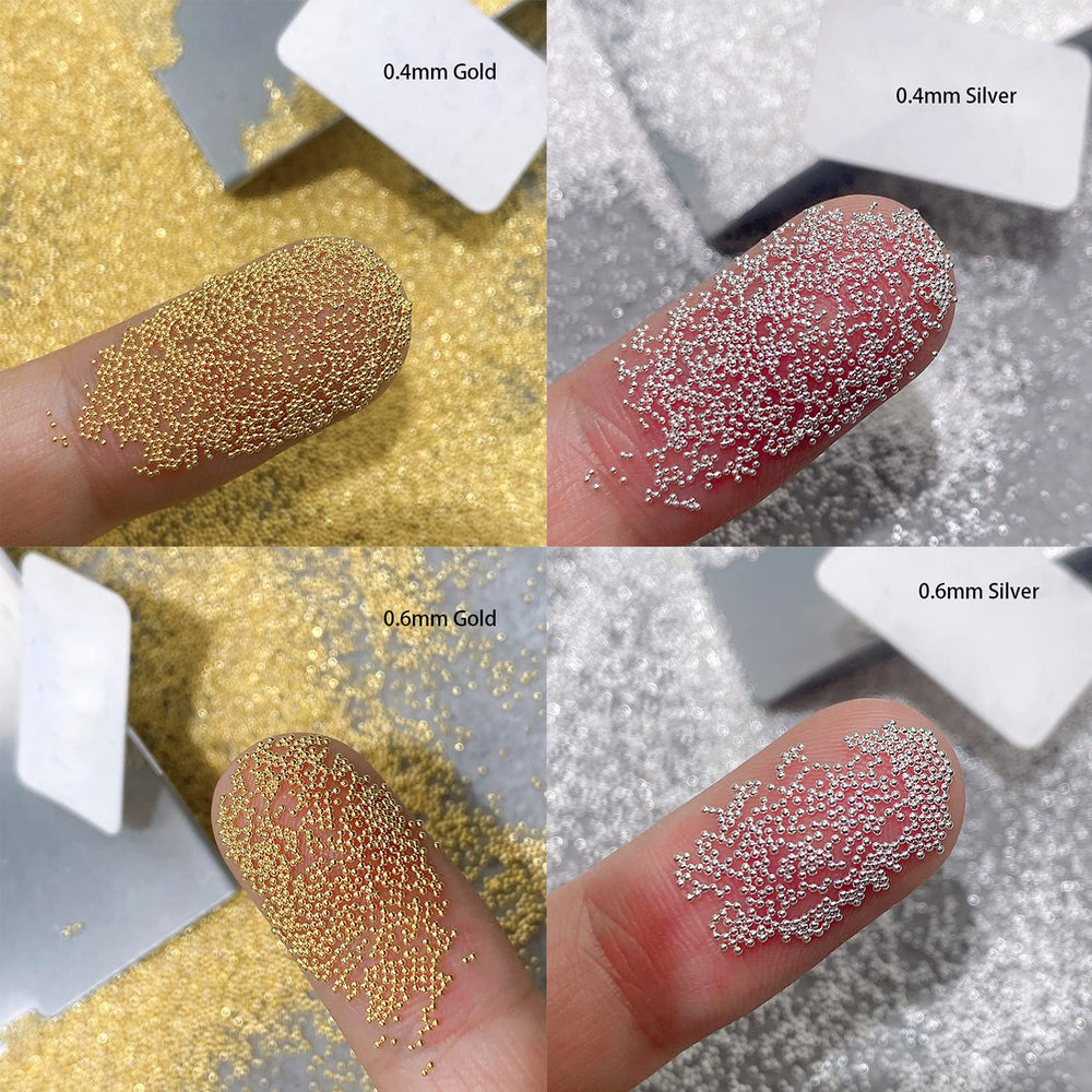 HNUIX beads applied on an acrylic nail tip demonstrating instant 3D shine