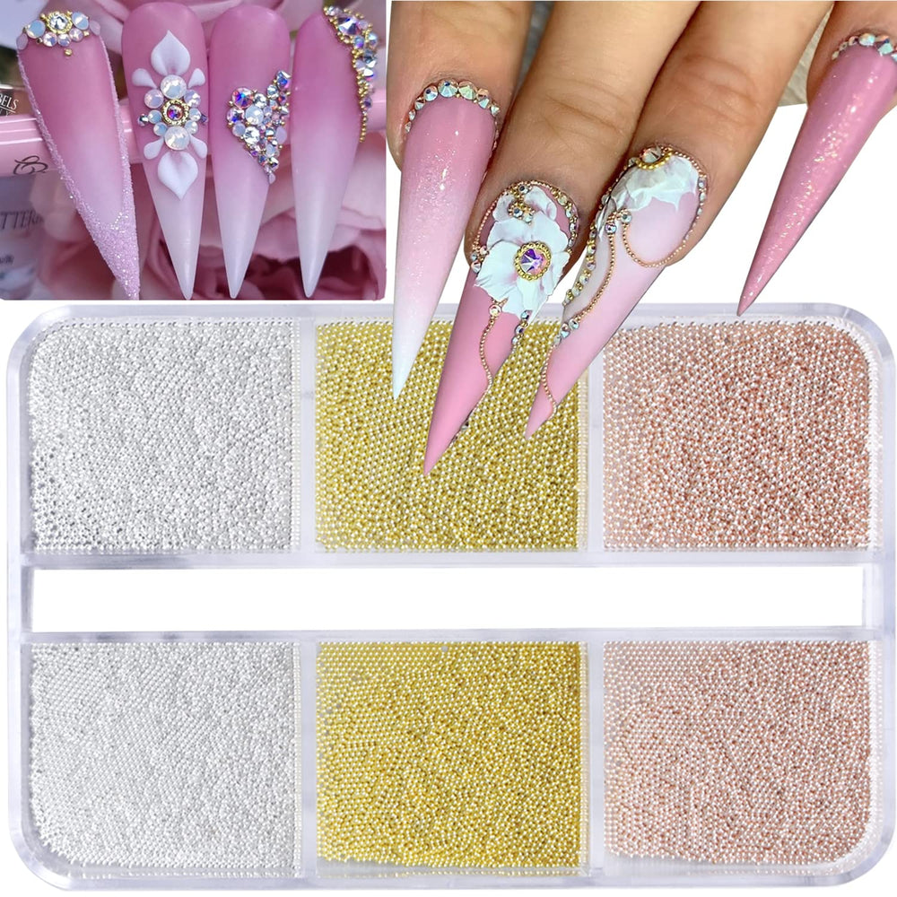 HNUIX front package of mixed metal nail beads showing product variety and convenience