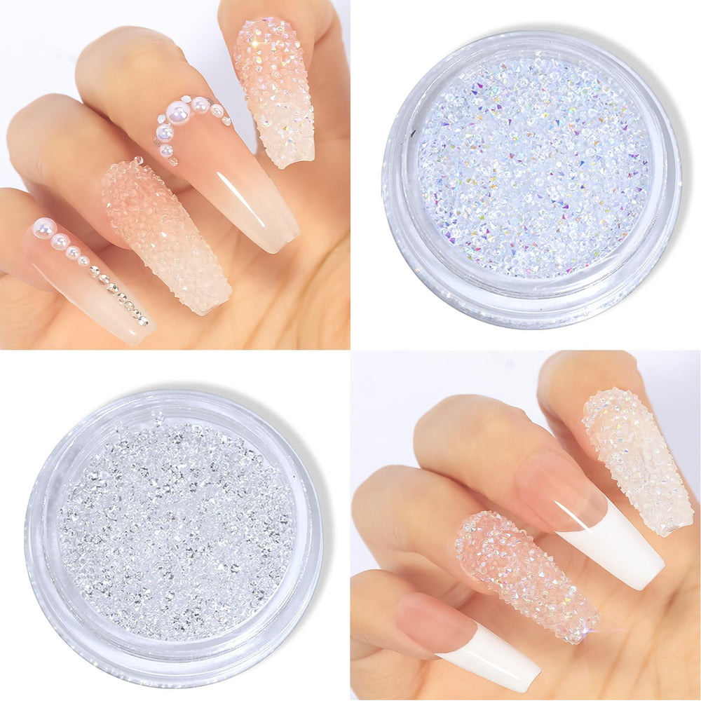 HNUIX gems applied on acrylic nail demonstrating finished shiny manicure