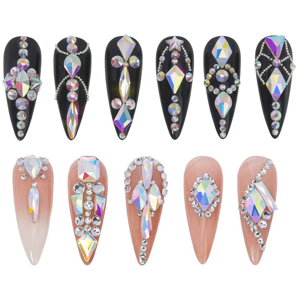 HNUIX rhinestones applied on gel nails demonstrating durable decorative finish