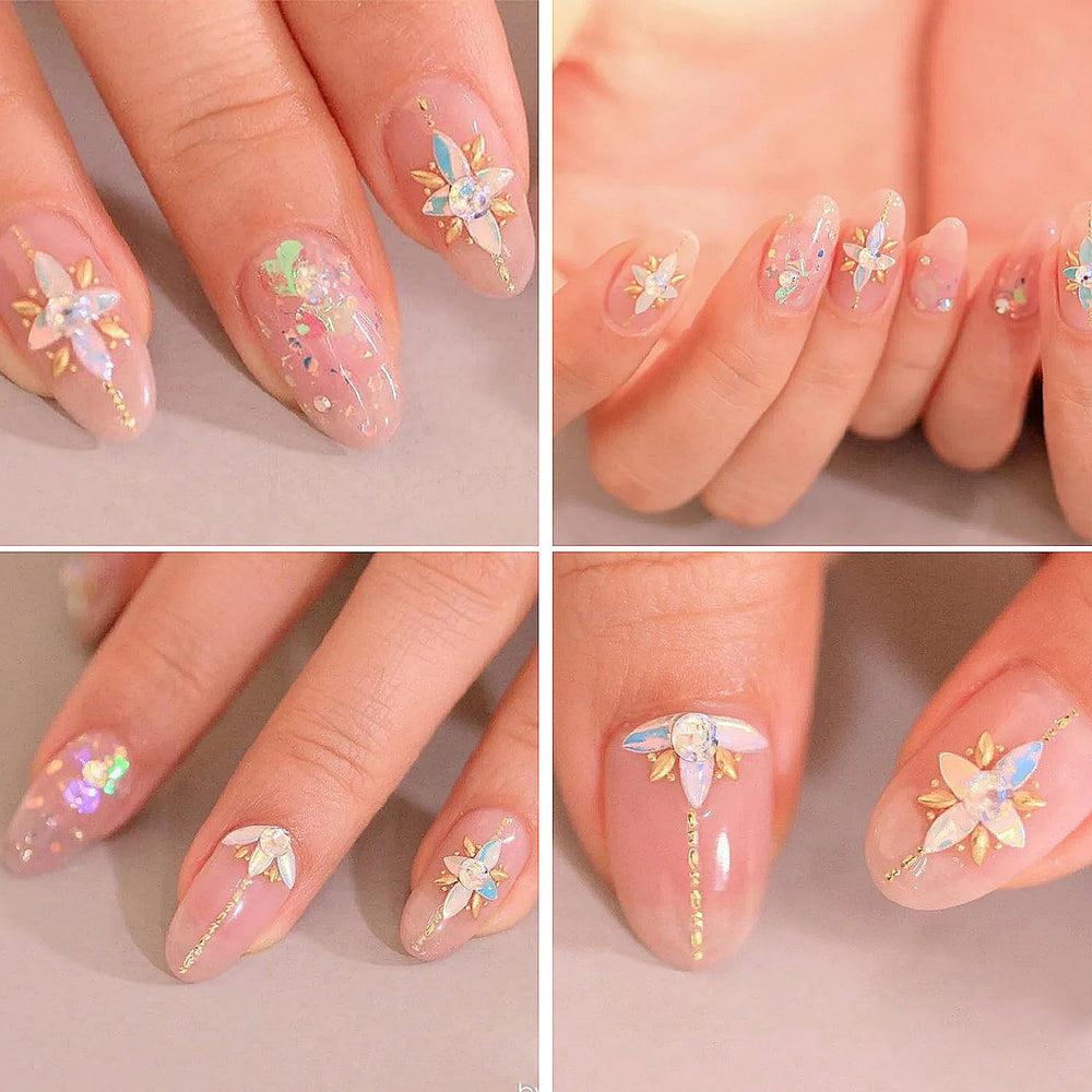 HNUIX pearls and beads detail showing varied sizes for layered 3D nail decorations