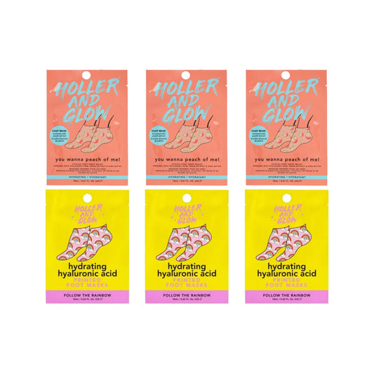 Holler & Glow front packaging showing playful prints and six-pack benefit
