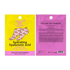 Holler & Glow foot mask next to hand to show size and ease of use