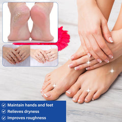 Before and after feet split photo with Holyarm improving rough skin