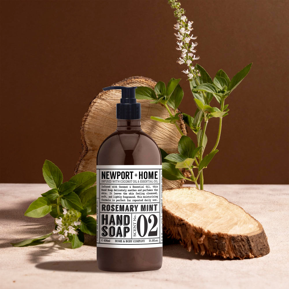 Home & Body Company Newport soap lather on hand showing gentle cleansing benefit