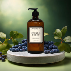 Home & Body Company label and glass texture detail highlighting premium apothecary design