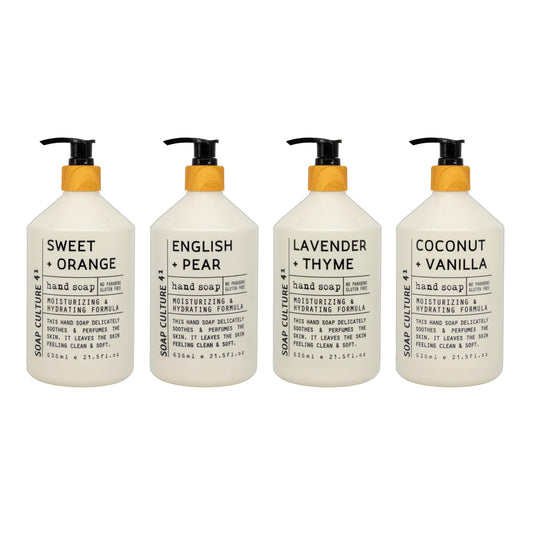 Home & Body Company front-packaging showing four scented bottles for variety