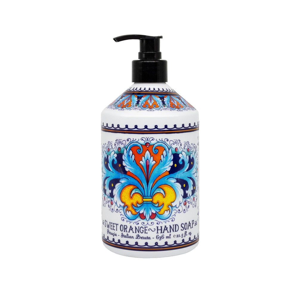 Home & Body Company Perugia Deruta lemon verbena bottle close-up showing crisp label for clean, refreshing feel