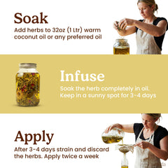 Hands pouring Homeda herbs into jar to prepare a personalized infusion