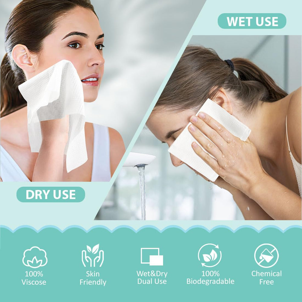 HOMEXCEL towel held next to hand to show 7.87x7.87 inch size and coverage