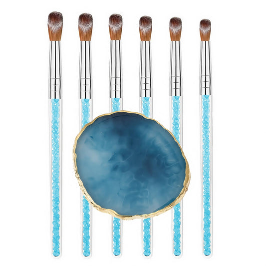 HomTop front view showing six brushes and blue resin palette for versatile mixing